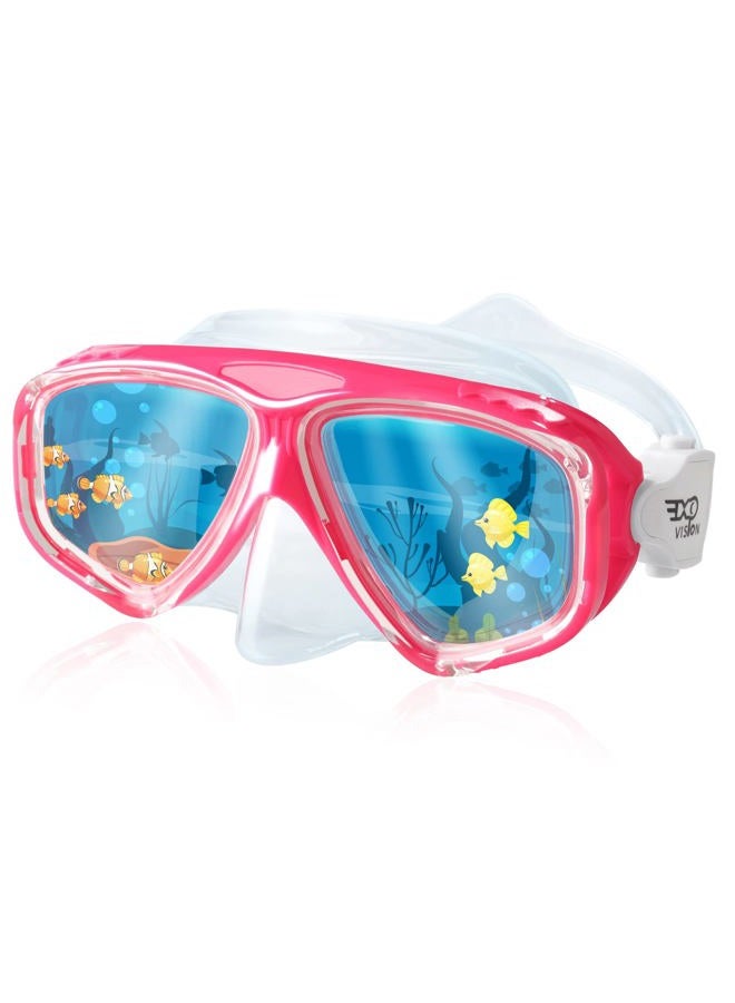 EXP VISION Kids Swim Mask, 180° Panoramic Child Diving Mask Anti-Fog Kids Swim Goggles with Nose Cover for Swimming, Diving, Snorkeling for Boys and Girls Age 4-14 (Sweet Pink) - Image 2