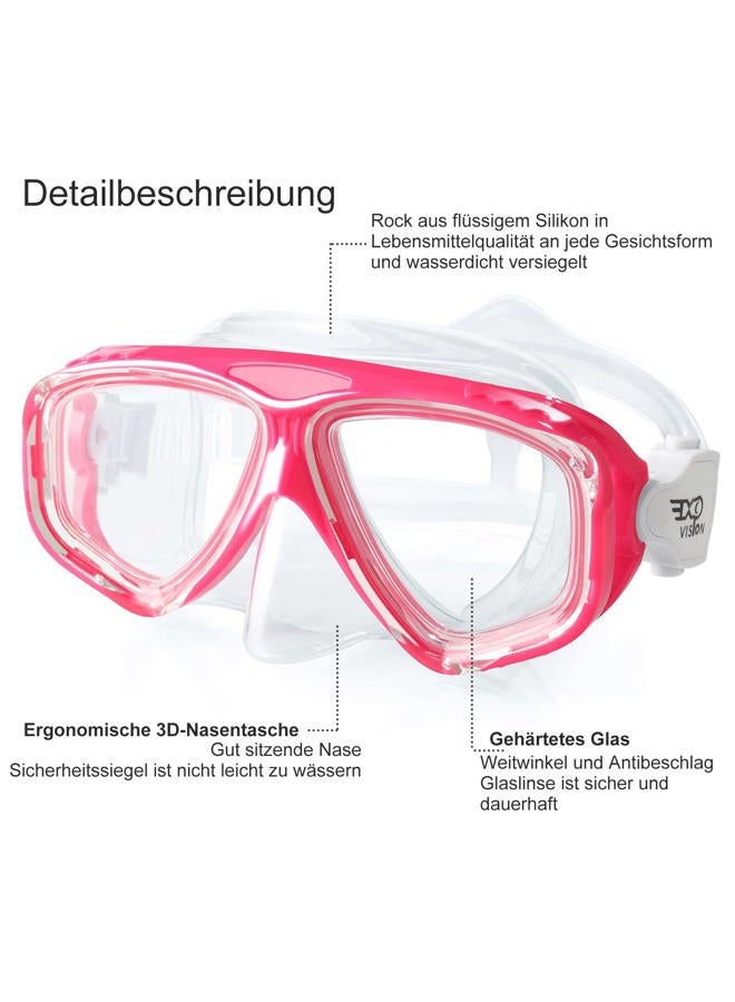 EXP VISION Kids Swim Mask, 180° Panoramic Child Diving Mask Anti-Fog Kids Swim Goggles with Nose Cover for Swimming, Diving, Snorkeling for Boys and Girls Age 4-14 (Sweet Pink) - Image 4
