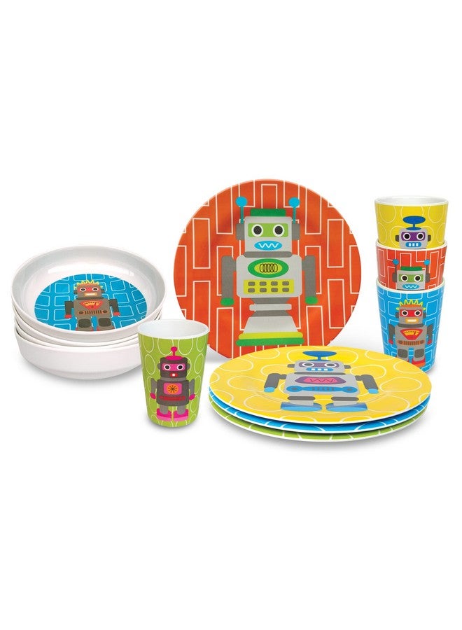 فرنش بول طقم أطباق طعام للأطفال من فرينش بول، من الميلامين، مكون من ٤ قطع، خالٍ من مادة BPA، آمن للاستخدام في غسالة الأطباق، متين، عبوة من ٤ قطع (عبوة واحدة). روبوت (٧٤١٩٧). - Image 1