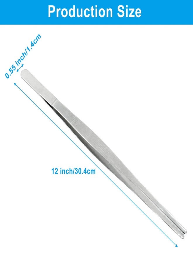 Dijedev 2Pcs 12 Inch Kitchen Tweezers Tongs, Cooking Tweezers, Chef Tweezers professional, Long Handle Food Tweezers, Stainless Steel Tweezers for Culinary, Bar, BBQ, Plating - Image 2