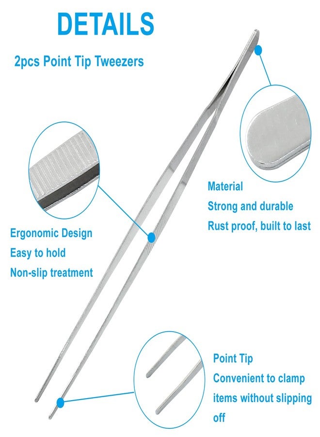 Dijedev 2Pcs 12 Inch Kitchen Tweezers Tongs, Cooking Tweezers, Chef Tweezers professional, Long Handle Food Tweezers, Stainless Steel Tweezers for Culinary, Bar, BBQ, Plating - Image 3