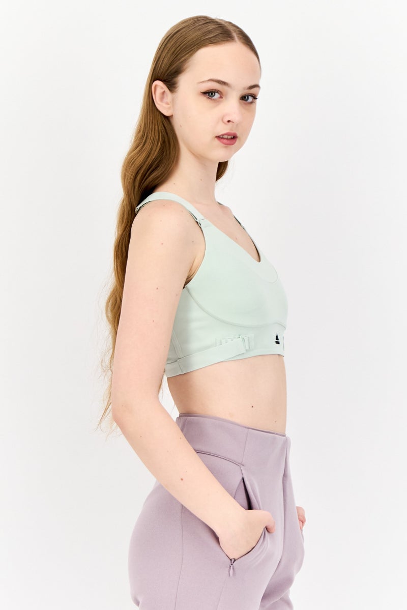 Adidas Women Brand Logo Padded Sports Bra, Sage Green - Image 2