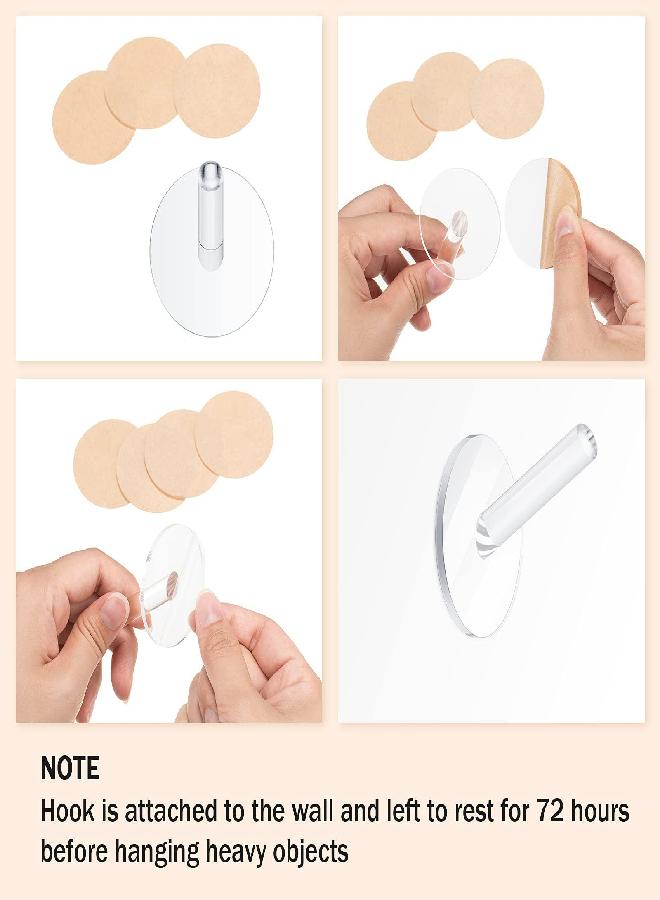Queekay Queekay 6 Pieces Wall Mounted Hat Hooks Acrylic Coat Hooks Clear Hat Rack Robe Hook Adhesive Hooks for Bathroom Kitchen Hat Clothes Towels and More, 9 lb Max - Image 2