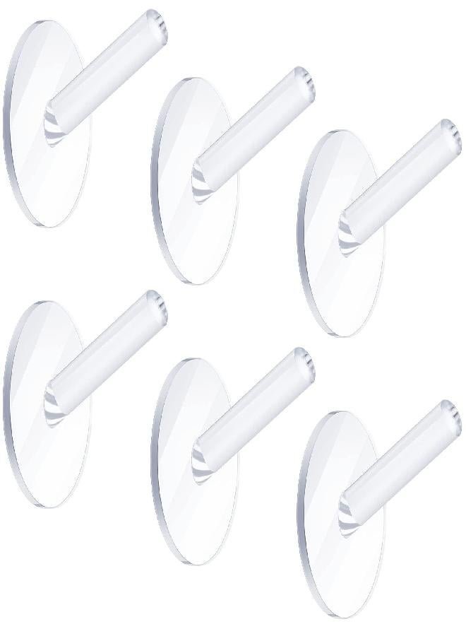 Queekay Queekay 6 Pieces Wall Mounted Hat Hooks Acrylic Coat Hooks Clear Hat Rack Robe Hook Adhesive Hooks for Bathroom Kitchen Hat Clothes Towels and More, 9 lb Max - Image 1