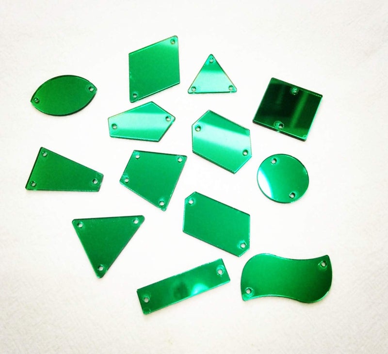 MEYA Sew On Acrylic Green Mirror Flat Back Diamante Rhinestone Crystal Mirror Beads with Hole for DIY Wedding Dress Clothing Bags Shoes Decoration - Image 1