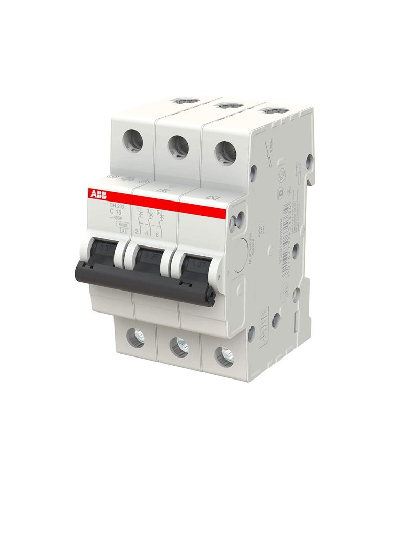 ABB Three pole Miniature Circuit Breaker 16A TP MCB 6KA TYPE C SH203-C16 2CDS213001R0164 - Image 2