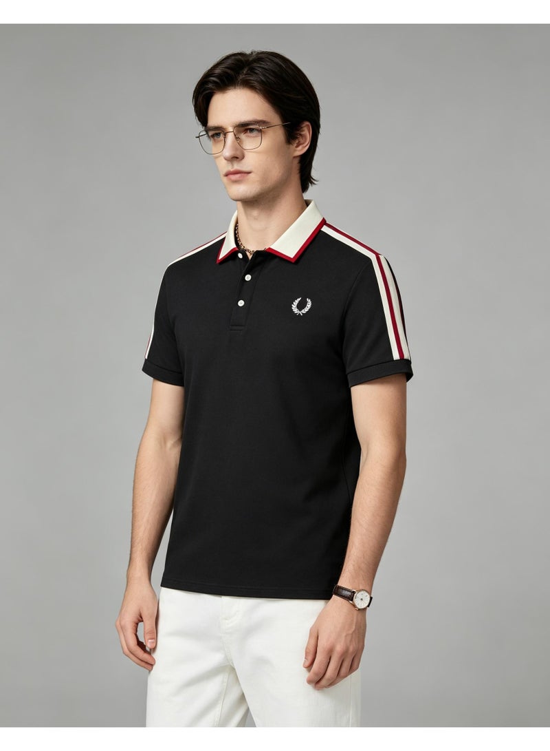 FRED PERRY breathable thin lapel contrast striped short-sleeved POLO shirt T-shirt short-sleeved lapel for men and women - Image 2