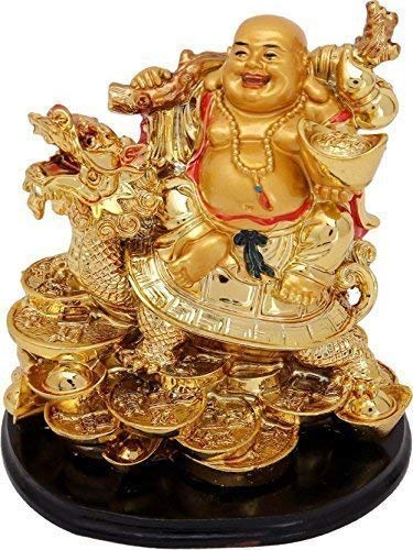RIPE INDIA RIPE INDIA VastuFeng Shui Laughing Buddha on Dragon for Remove Bad Luck Vastu Feng Shui Items Laughing Buddha Gift H X14 cm - Image 1