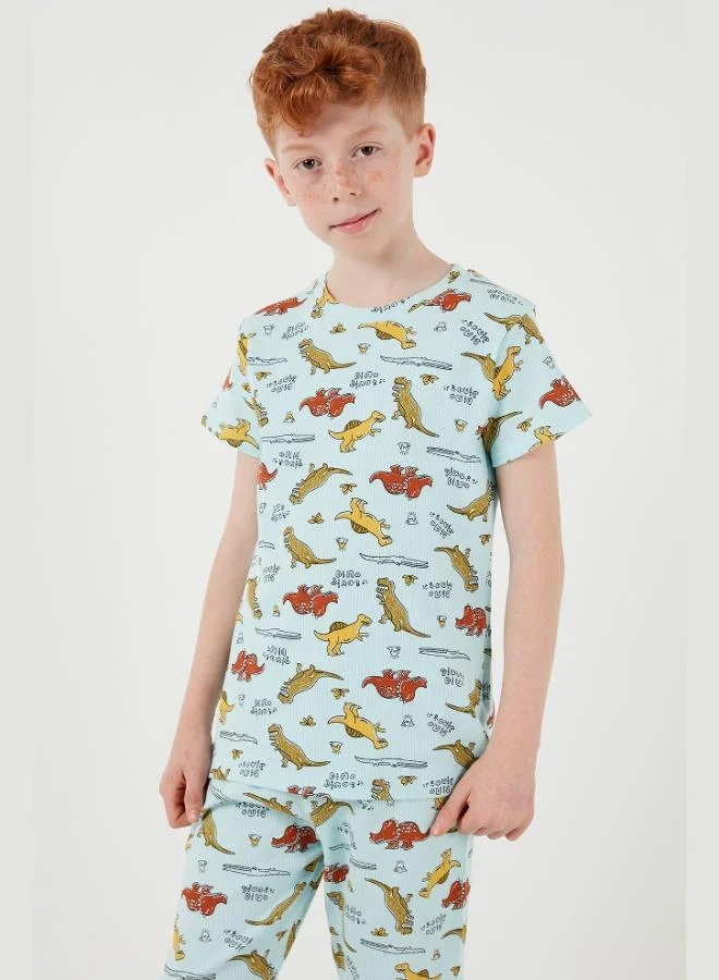 Lela Lela Patterned 100% Cotton Crew Neck Pajama Set Boy's PAJAMAS SET 6651001