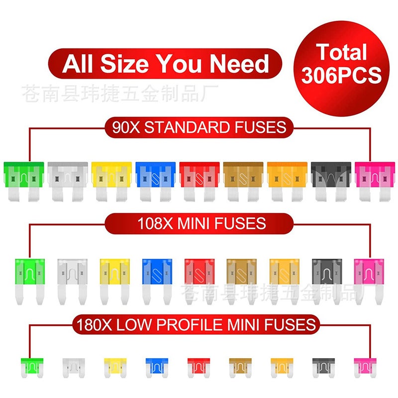 306Pcs Car Fuse Blade Small And Medium Mini Zinc Chip Insert Fuse Test Pen Suit - Image 3