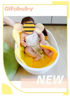 Gifobuby Yellow Bee Baby Bath MatNewborn Bath MatBaby Bath Support MatBaby Bath Flower Bath MatBaby Bathroom Bathtub MatPillow  - Image 1