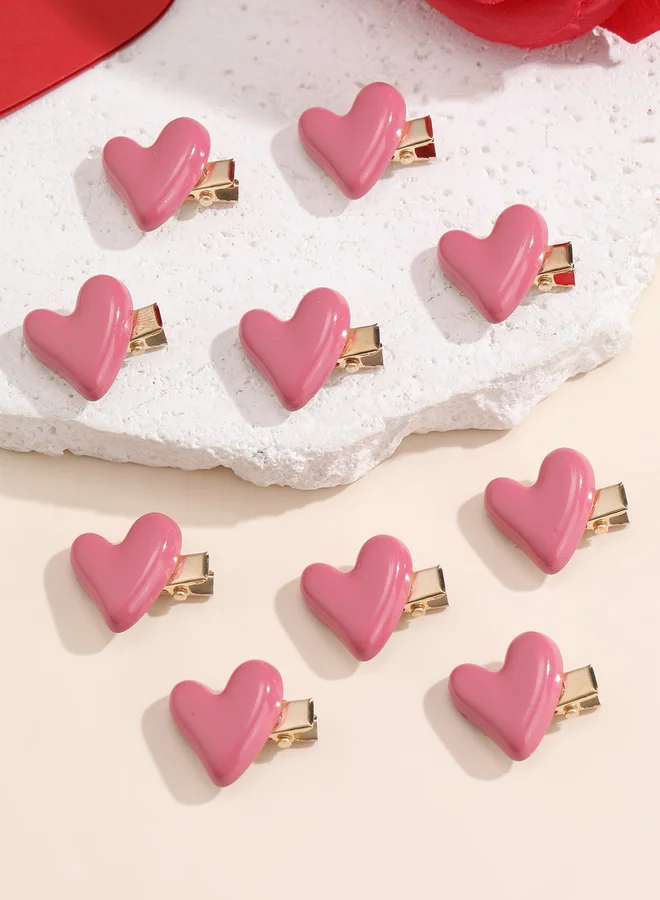 Take Two Pack of 10 - Pink Heart Hair Clips