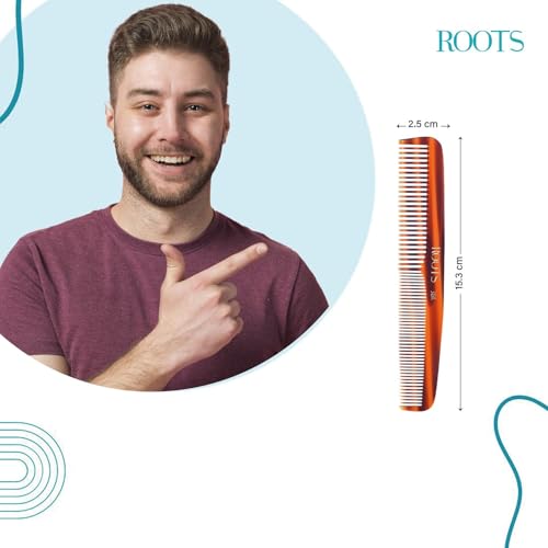 ROOTS Classic Comb | Dual Teeth For Styling & Detangling | Rounded Teeth prevent Hair & Scalp damage | For Women with Straight, Long, Wavy Hair | Wet & Dry use | Length - 6 Inch | Model No - 30A - Image 4