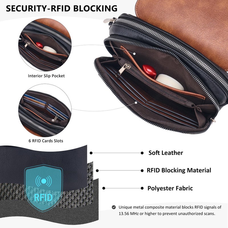 Roulens Crossbody Bags for Women Small Crossbody Wallet Purses with 6 Card Slots, Leather Shoulder Handbags, Perfect for Daily Use/Travel - Image 3