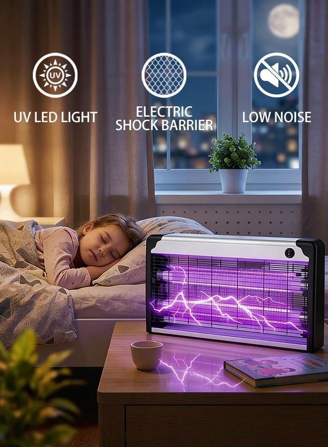 Yaqeen Mosquito Killer Lamp 30W UV Bug Zapper Dual Tube High Efficiency, Electric Insect Trap with Safety Grid One Touch Control Stable Light Output, Indoor Outdoor Fly Trap with Hanging Chain No Installation Required Durable Design - Image 4