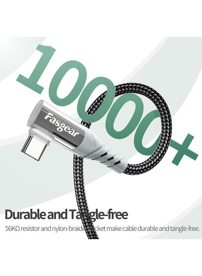 Fasgear 10ft USB C to USB A Cable 2 Pack Long 3A Fast Charging Type C Charger Cord Braided Right Angle Data Sync Compatible for PS5 Controller/Sam-Sung A34/Galaxy S23 Note 10/Moto G/TCL 30 SE - Image 2