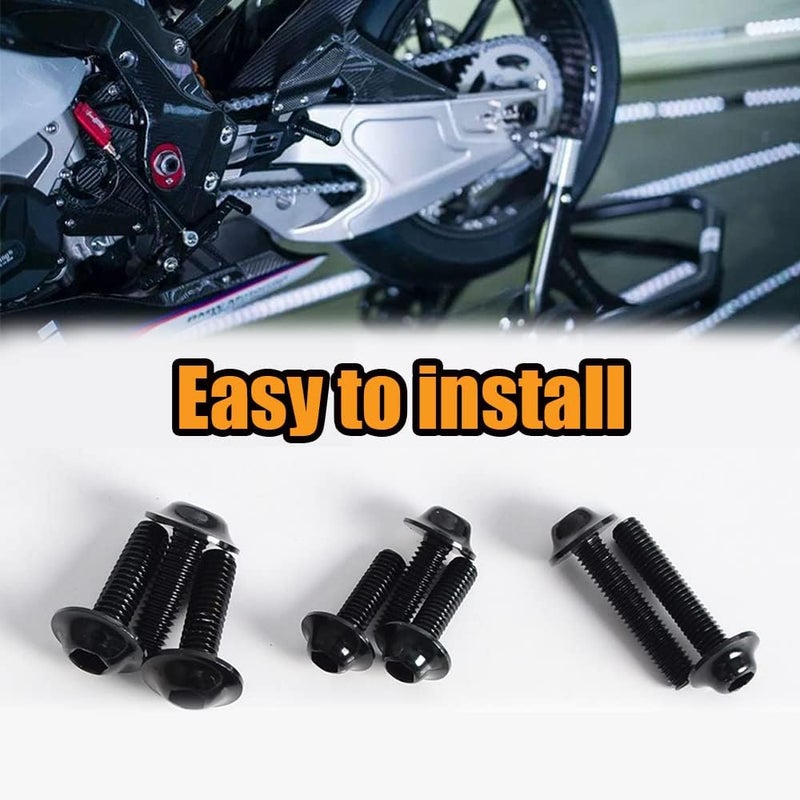 BACLAUGH Complete Fairing Bolts Screws Bodywork Kit Replacement For Kawasak Suzuki Honda Ducati Yamaha BMW GSXR Motorcycle Black - Image 3