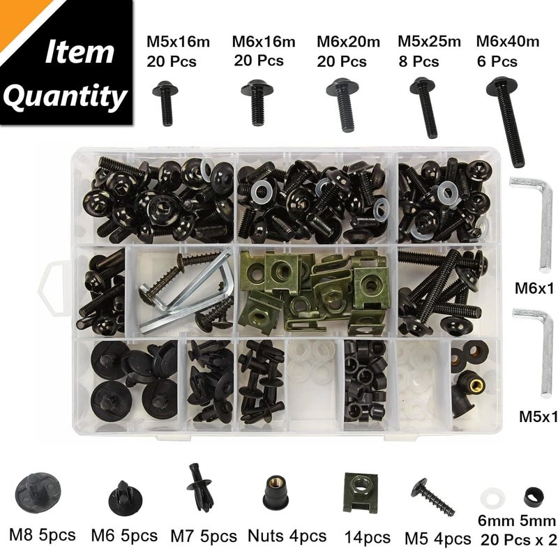 BACLAUGH Complete Fairing Bolts Screws Bodywork Kit Replacement For Kawasak Suzuki Honda Ducati Yamaha BMW GSXR Motorcycle Black - Image 4