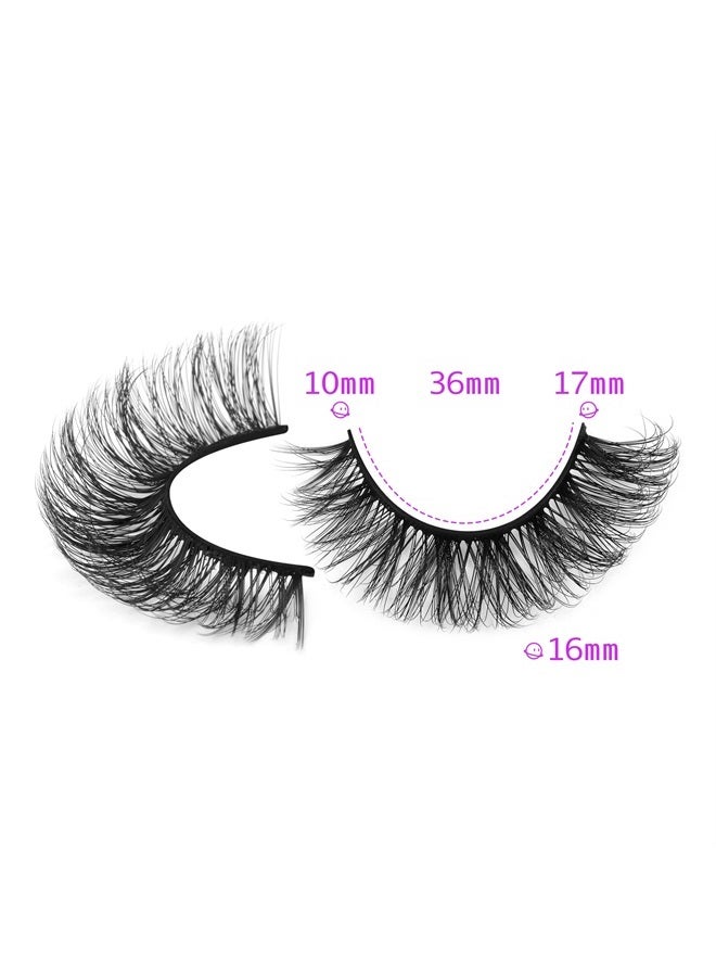 wiwoseo Eyelashes Cat Eyes Lashes D Curly Lashes Strip Natural Volume Wispy Fluffy Curly Faux Mink Lashes 17MM False Eyelashes 10 Pairs Pack - Image 3