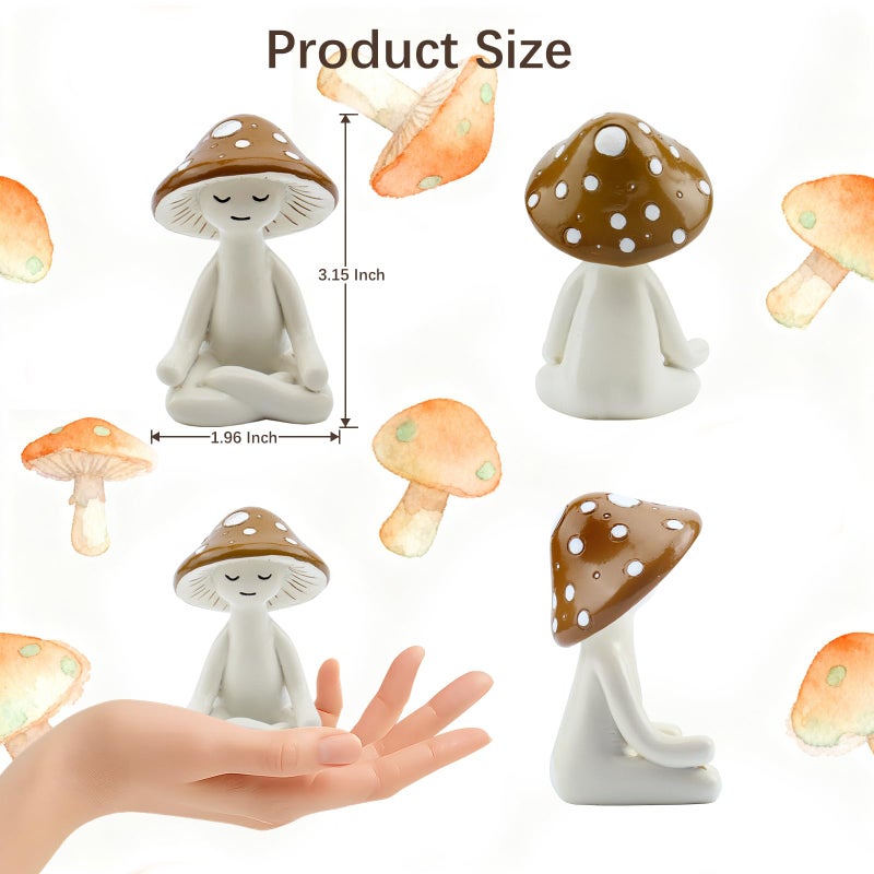 DearKeeps Meditation Mushroom Resin Statues â€“ Cute Yoga Mushroom Figurines for Desk, Home, Office & Garden Decor â€“ Zen Resin Sculptures for Living Room, Patio, Tabletop & Backyard Decoration (1 Pack) - Image 5