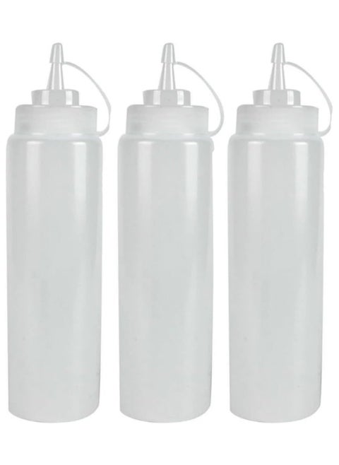 Clear Squeeze Bottle Open-Tip Screw-On Spout, Durable Plastic12 OuncebPack of 3