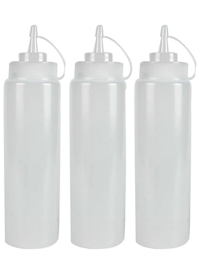 Clear Squeeze Bottle Open-Tip Screw-On Spout, Durable Plastic12 OuncebPack of 3
