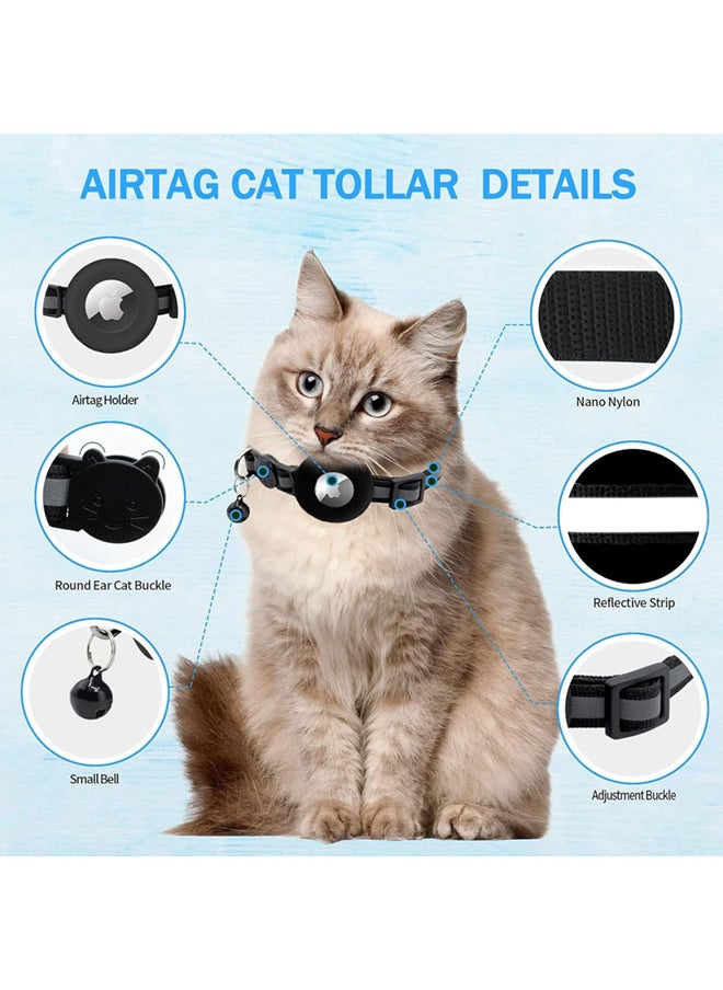 SJet - Airtag Cat Collar Breakaway for Dogs Cats, Reflective Kitten Collar with Apple Air Tag Holder and Bell, 0.4 Inches in Width and Lightweight (Pink) - Image 1