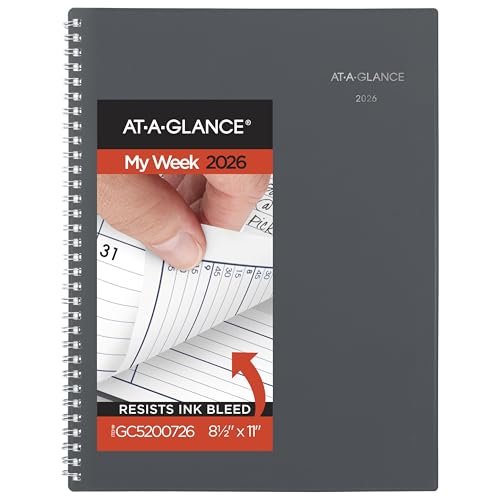 AT-A-GLANCE 2026 Appointment Book Planner, Weekly & Monthly, 8-1/2" x 11", Large, Quarter-Hourly, DayMinder, Gray (GC5200726) - Image 1