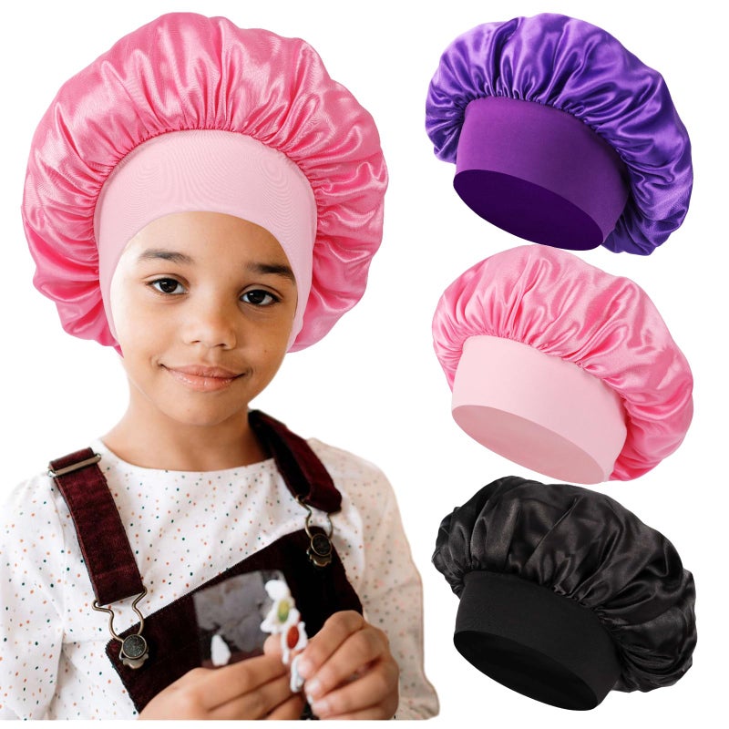 Himoswis 3 Pcs Kids Bonnets For Girls Silk Bonnet For Sleeping Kids Bonnet For Kids Toddler Bonnet For Boys And Girls Small - Image 1