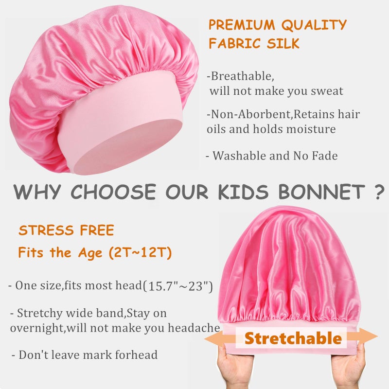 Himoswis 3 Pcs Kids Bonnets For Girls Silk Bonnet For Sleeping Kids Bonnet For Kids Toddler Bonnet For Boys And Girls Small - Image 5