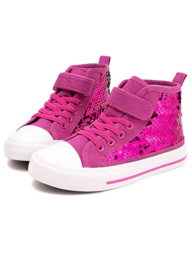 Toandon Kids Adorable Fashion High Top Casual Canvas Sneakers, Pink Sequins, 10 Toddler - Image 1