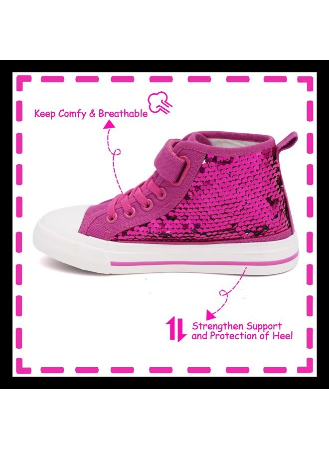 Toandon Kids Adorable Fashion High Top Casual Canvas Sneakers, Pink Sequins, 10 Toddler - Image 5