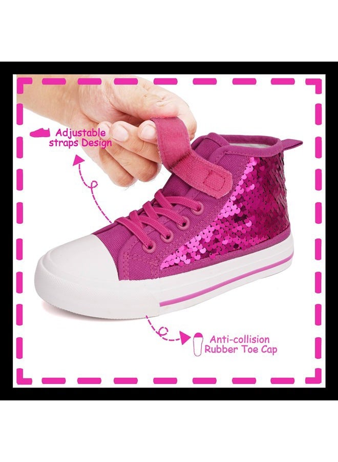 Toandon Kids Adorable Fashion High Top Casual Canvas Sneakers, Pink Sequins, 10 Toddler - Image 4