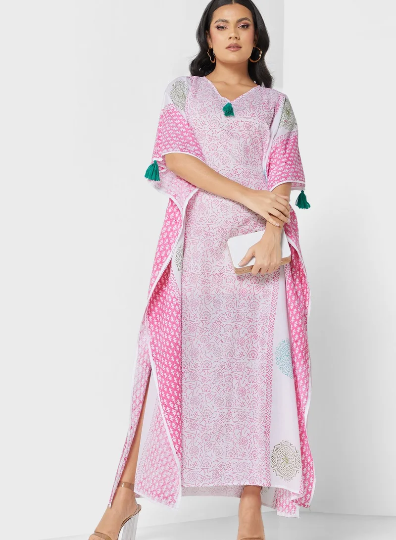 ARABIAN CLOSET Flared Sleeve Printed Kaftan