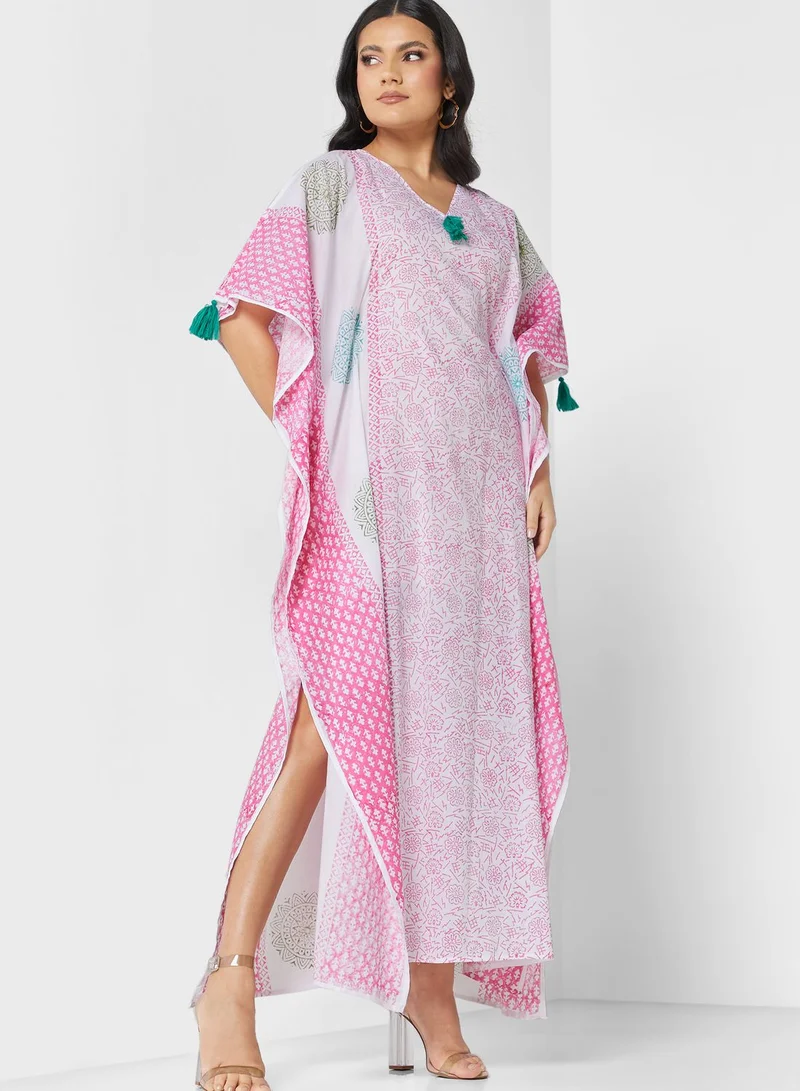 ARABIAN CLOSET Flared Sleeve Printed Kaftan