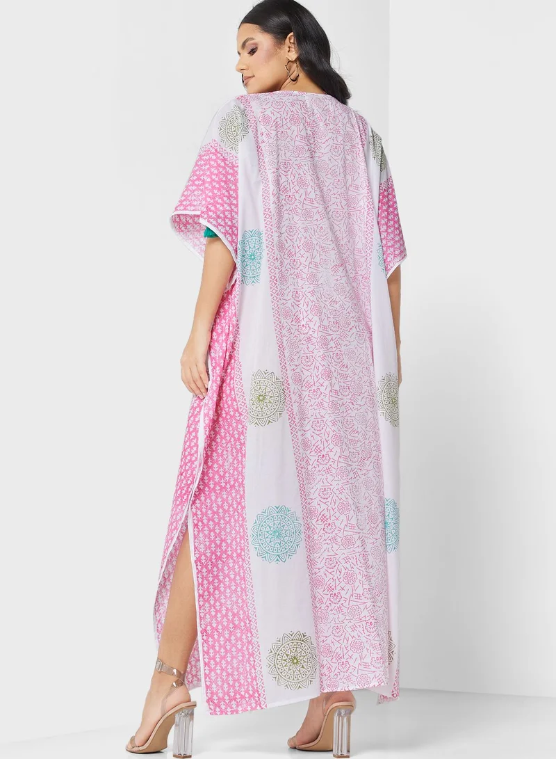 ARABIAN CLOSET Flared Sleeve Printed Kaftan