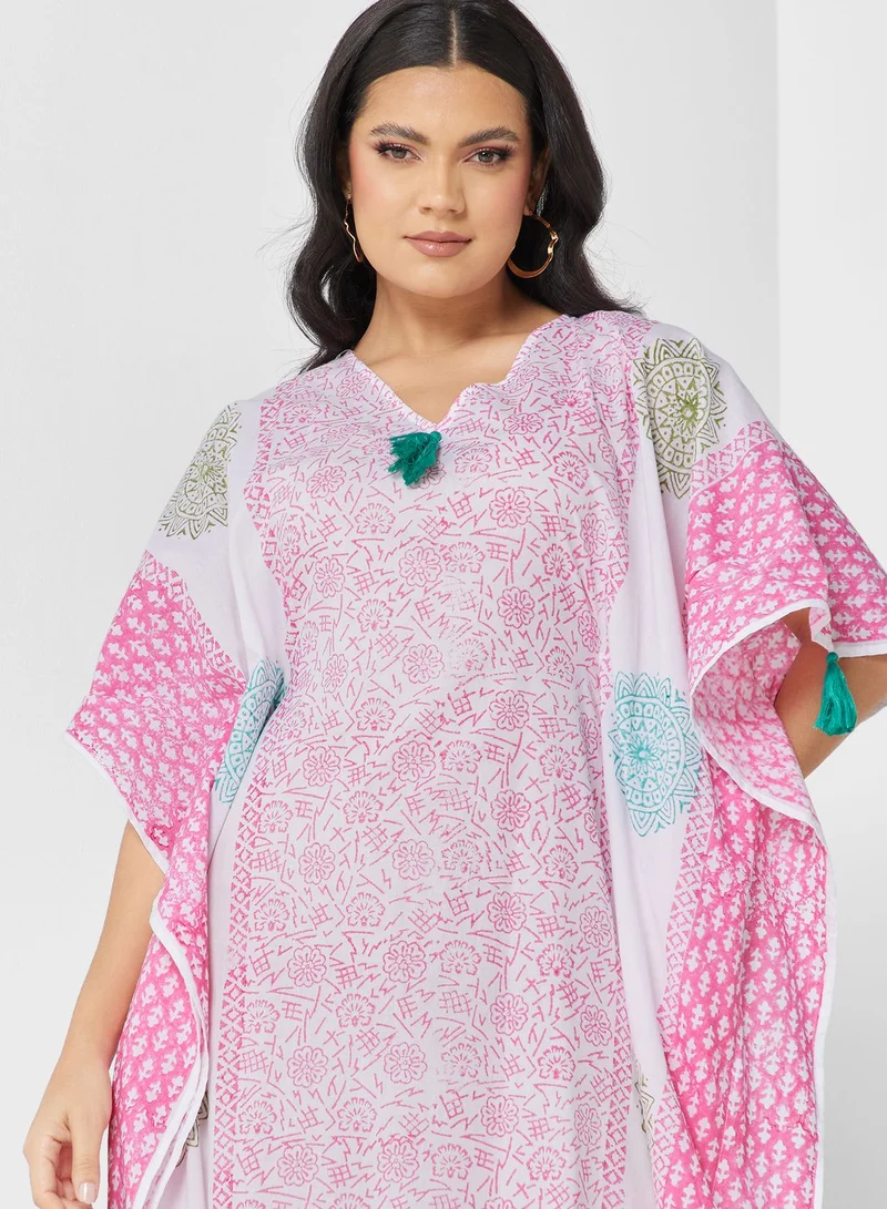 ARABIAN CLOSET Flared Sleeve Printed Kaftan
