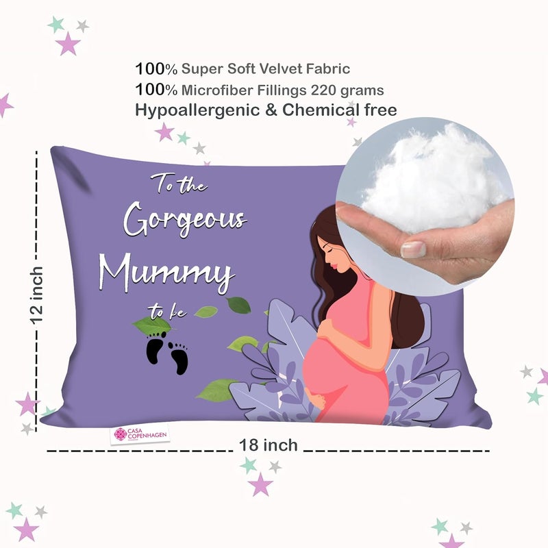 CASA COPENHAGEN Casa Copenhagen Gifts to Gorgeous Mummy to be Pregnant Gift for Wife Women Sister Pregnancy Gift for Baby Shower Printed Cushion 12 x 18 inches with FillerPurple Rose  - Image 2