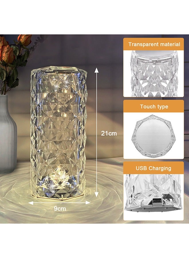 RollsTimi  Crystal Diamond Table Lamp 16 Colors Charging Touch Lamp Bedside Night Light With Remote Control Acrylic Rose Rays Led Ambient Mood Lamp - Image 2