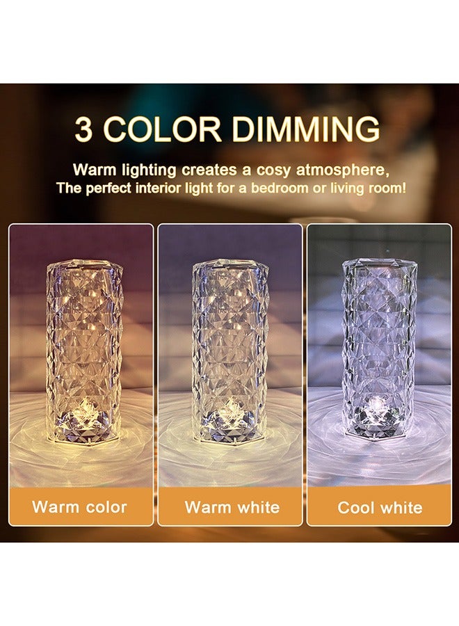 RollsTimi  Crystal Diamond Table Lamp 16 Colors Charging Touch Lamp Bedside Night Light With Remote Control Acrylic Rose Rays Led Ambient Mood Lamp - Image 4