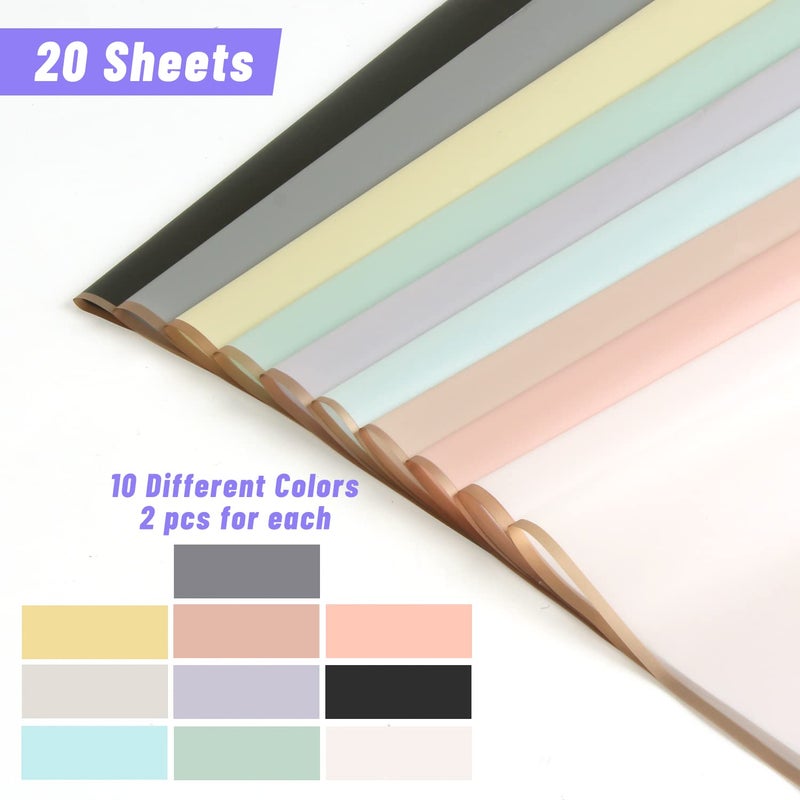 CCINEE 20 Sheets Gold Edge Flower Wrapping Paper,Waterproof Fresh Flower Packing Material Florist Bouquet Supplies DIY Craft Gift Packing,10 Colors - Image 3