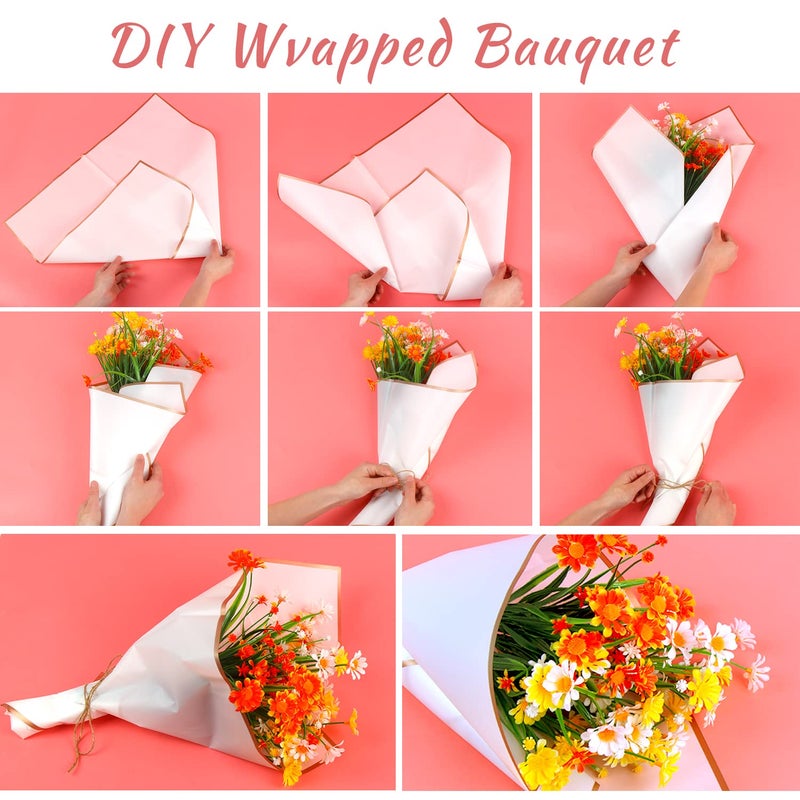 CCINEE 20 Sheets Gold Edge Flower Wrapping Paper,Waterproof Fresh Flower Packing Material Florist Bouquet Supplies DIY Craft Gift Packing,10 Colors - Image 5