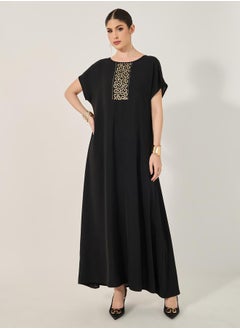 Styli Sequins Embellished Round Neck A-Line Jalabyia  - Image 1