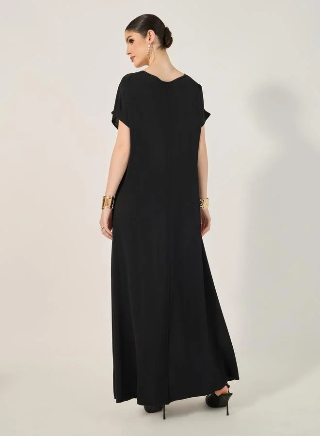Styli Sequins Embellished Round Neck A-Line Jalabyia