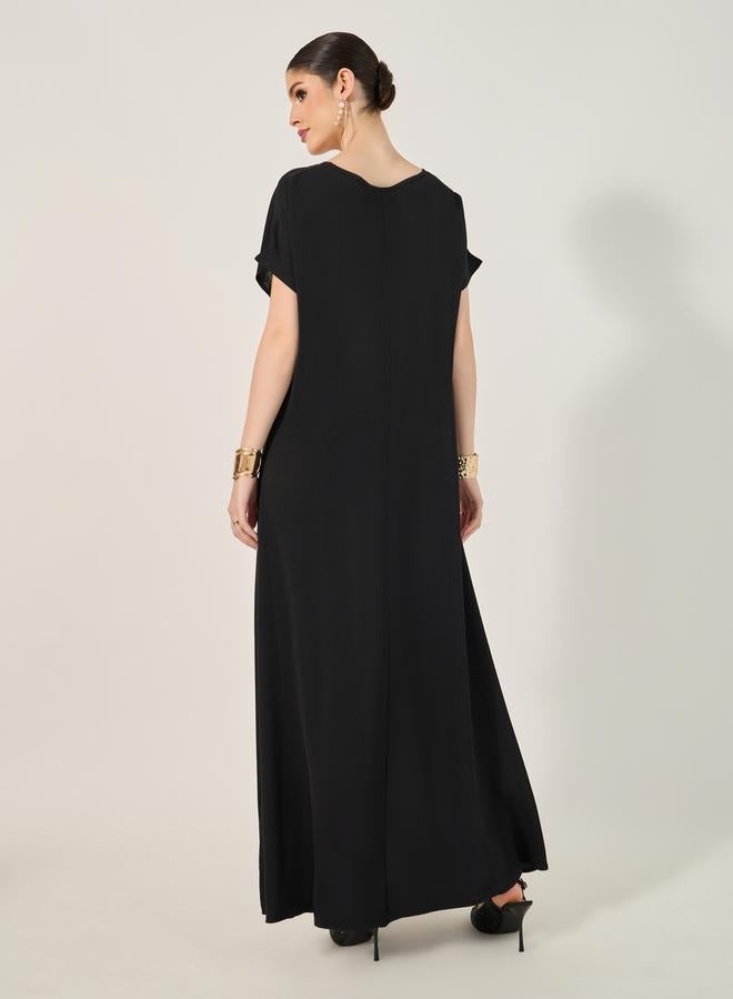 Styli Sequins Embellished Round Neck A-Line Jalabyia - Image 5