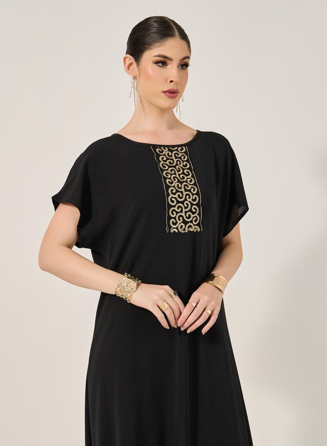 Styli Sequins Embellished Round Neck A-Line Jalabyia - Image 3