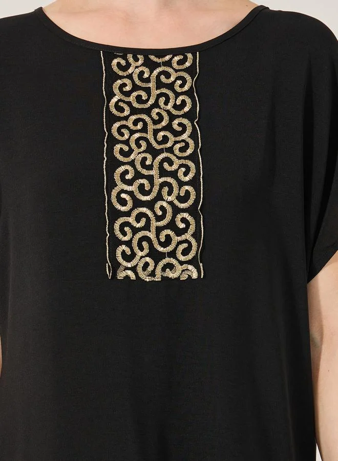 Styli Sequins Embellished Round Neck A-Line Jalabyia