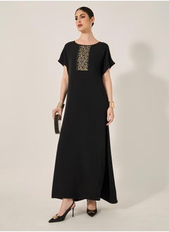 Styli Sequins Embellished Round Neck A-Line Jalabyia  - Image 2