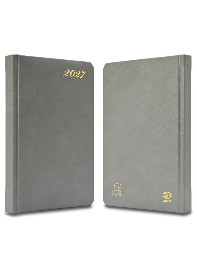 FIS 2027 Golden Diary, A5 Size (148x210mm), Bonded Leather Material, 1 Side Padded Cover, Round Corners, Gilded Edges, 70gsm Ivory Paper, English, Grey Cover – FSDI26EGB27GY - Image 3