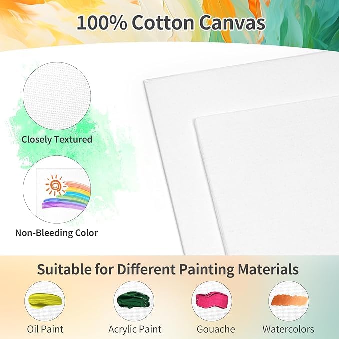 Variety Canvas Variety Canvas Art Kit For Artists n Students Which Includes [ 3 pc Canvas Boards [ 4X8 ,4X6 , 5X7 ] ,Round Canvas Board 5"4"3" 3pc , Canvas pad A/4 , B/6 [3] , Journal Sketchnotebook A/6 [1] , Sketchnotebook A/5 [1] Pack of 11 - Image 3